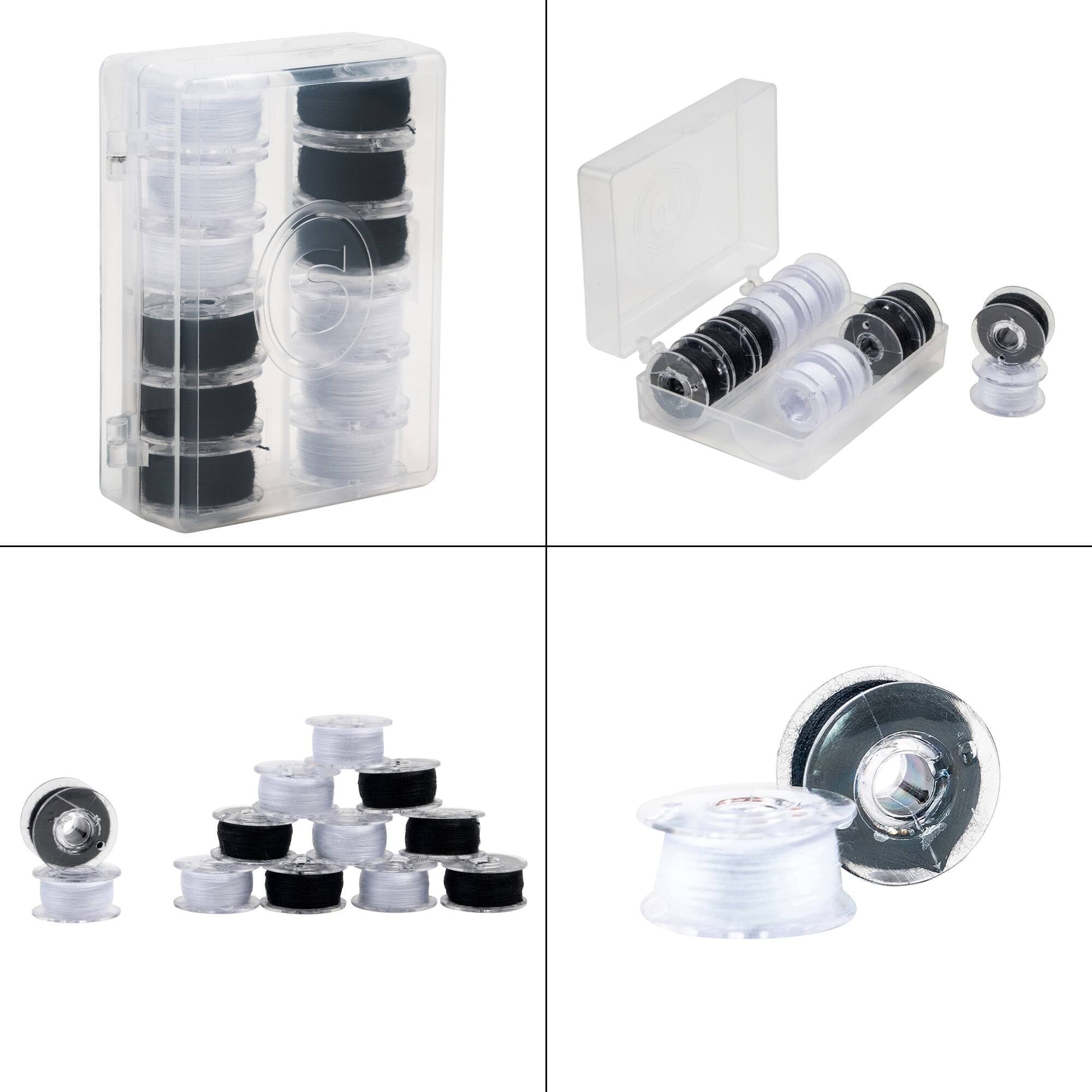 SINGER® Class 15J Sewing Bobbin & Storage Rings Set, Black & White